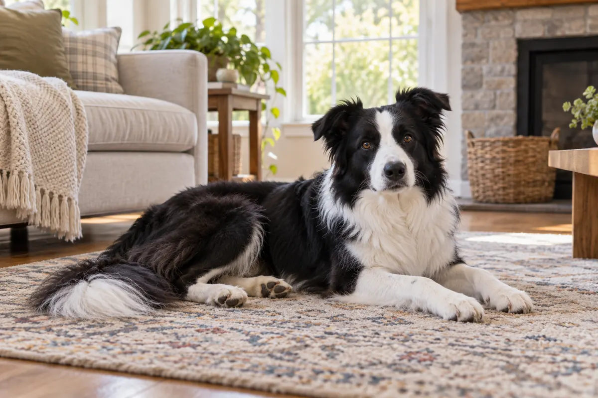 Border Collie showing common signs of dog anxiety