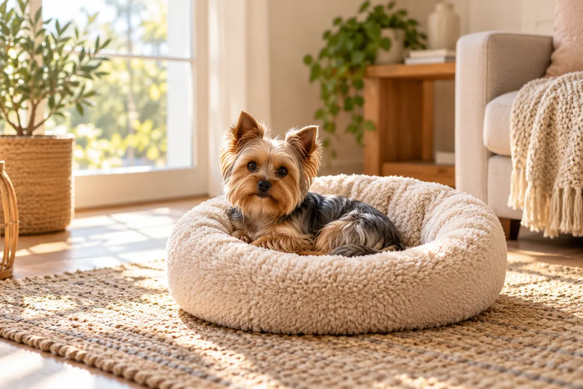Yorkshire Terrier showing common signs of dog anxiety