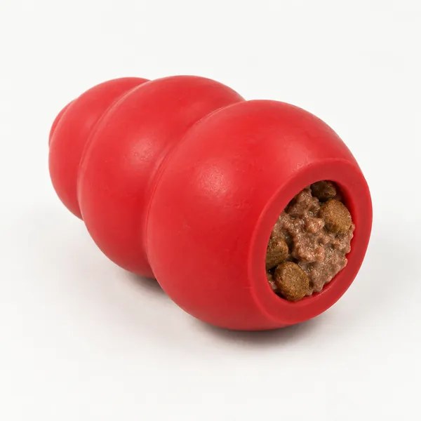 Red KONG Classic toy stuffed with food